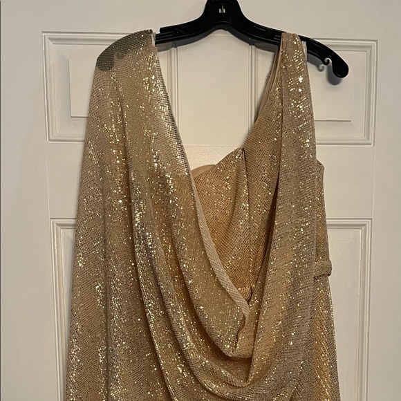 Ellie Wilde for Mon Cherie, Light Gold Shimmering Gown, Size 12.  Prom, Bridal. - Picture 7 of 8